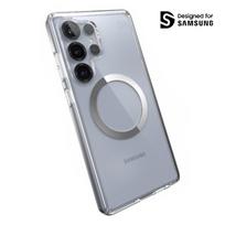 Speck Presidio Perfect-Clear Magnet MagSafe dėklas, skirtas Samsung Galaxy S25 Ultra, „Clear / Chrome Finish / Serene Silver“ spalvos