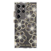 Case-Mate Floral Gems dėklas, skirtas Samsung Galaxy S24 Ultra, aukso spalvos