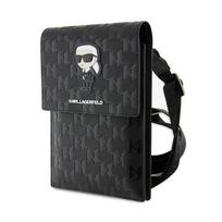Karl Lagerfeld Saffiano Monogram Ikonik rankinė telefonui per petį, juoda