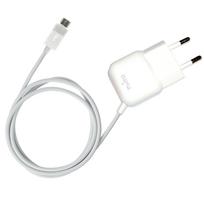 Puro Mini Travel kompaktiškas sieninis įkroviklis su Micro-USB laidu, baltas