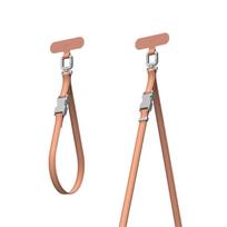 Moshi 2-in-1 veganiškos odos riešo ir per petį nešiojamas telefono dirželis su adapteriu, „Misty Coral“ spalvos