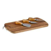 Alpina sūrio serviravimo rinkinys su 32x17,5 cm medine lenta ir 3 peiliais
