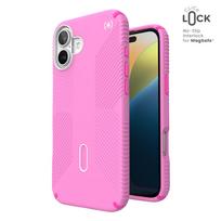 Speck Presidio2 Grip dėklas su MagSafe ir ClickLock, skirtas iPhone 16 Plus, „True Pink/Shocking Pink“