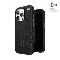 Speck Presidio2 Grip ClickLock MagSafe dėklas, skirtas iPhone 15 Pro, juodos ir skalūno pilkos spalvų