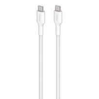 Puro Fabric sustiprintas pintas USB-C–USB-C įkrovimo ir duomenų laidas, 1,2 m, baltas