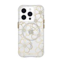 Case-Mate Floral Gems MagSafe dėklas, skirtas iPhone 15 Pro, aukso spalvos