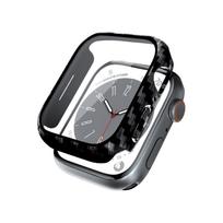 Crong Hybrid Watch Case apsauginis dėklas su integruotu stiklu, skirtas Apple Watch 41 mm, anglies pluošto rašto