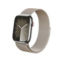 Crong Milano Steel nerūdijančiojo plieno dirželis, skirtas Apple Watch 38 / 40 / 41 mm ir 42 mm (Series 10 / 11), šampano spalvos