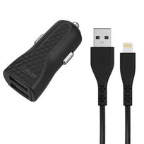 Energizer HardCase DC2CLLIM automobilinis įkroviklis, 2 × USB-A, 17 W / 3,4 A, su MFi sertifikuotu Lightning laidu, juodas