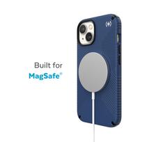 Speck Presidio2 Grip MagSafe dėklas, skirtas iPhone 14 Plus, neslystantis, „Coastal Blue / Black / White“ spalvų derinys