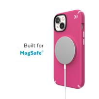 Speck Presidio2 Pro + MagSafe dėklas, skirtas iPhone 15 Plus / 14 Plus, su Microban antimikrobine apsauga, „Digital Pink / Blossom Pink / White“ spalvų derinys