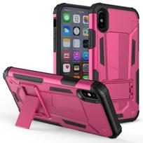 Zizo Hybrid Transformer Tough dėklas, skirtas iPhone X, su atrama, ryškiai rožinis ir juodas