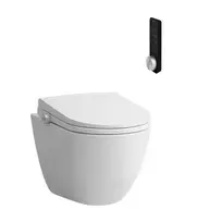 Pakabinamas unitazas su bidė funkcija Laufen CLEANET PRO, Comfort versija, Rimfree, su plovimo ir džiovinimo funkcija, šildoma sėdynė, nuotolinio valdymo pultas, Wi‑Fi ir mobilioji programėlė, UV dezinfekcija, H601890000S002