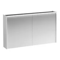 Veidrodinė spintelė Laufen Lani, su LED šviesa, 2 stiklinės lentynos, 1 rozetė, 71 × 122 × 21 cm, matinė balta, H4038221122601