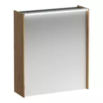 Veidrodinė spintelė Laufen Lani, su LED šviesa, 2 stiklinės lentynos, 1 rozetė, 71 × 62 × 21 cm ąžuolas, H4037321122671