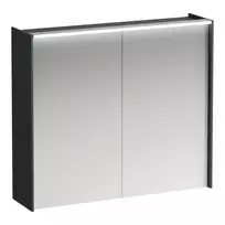 Spintelė su veidrodžiu Laufen Lani, su LED šviesa, 2 stiklinės lentynos, 1 rozetė, 71 × 82 × 21 cm pilka, H4037621122661