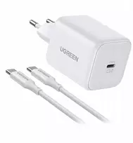 „Ugreen“ įkroviklis „Ugreen X524“ USB-C tinklinis įkroviklis, GaN, 45 W + 1 m kabelis (baltas)