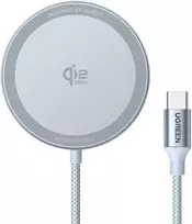 „Ugreen W753 MagFlow“ magnetinis belaidis įkroviklis „25W Qi2“, sertifikuotas, sidabrinės spalvos (55959)