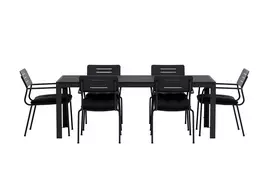 Mirko Table - Black with 6 Nicke Chair - Black