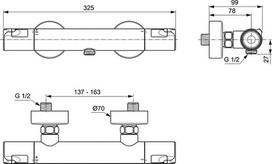 Ideal Standard Ceratherm T50 termostatinis dušo maišytuvas, chromas