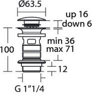 Ideal Standard Click - Clack dugno vožtuvas 1 1/4” (32 mm), matinė juoda