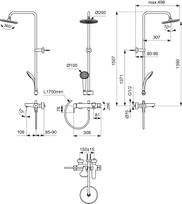 Ideal Standard Cerafine O vonios ir dušo sistema su apvalia Ø200 mm dušo galva, rankinis dušas 100 mm, juoda matinė