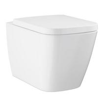 Pakabinamas WC komplektas BauEdge Rimless su Soft Close dangčiu, balta spalva