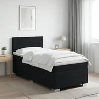 Lova su čiužiniu ir LED apšvietimu Juoda 80 x 200 cm Audinys