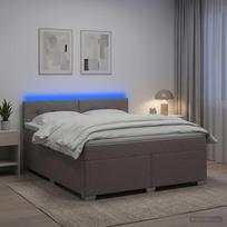 Lova su čiužiniu ir LED apšvietimu Taupe 140 x 200 cm Audinys