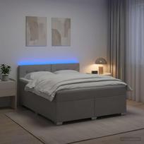 Lova su čiužiniu ir LED apšvietimu Šviesiai pilka 160 x 200 cm