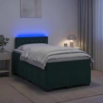 Lova su čiužiniu ir LED apšvietimu Tamsiai žalia 120 x 200 cm