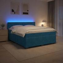 Lova su čiužiniu ir LED apšvietimu Mėlyna 140 x 190 cm Aksomas