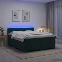 Lova su čiužiniu ir LED apšvietimu Tamsiai žalia 140 x 190 cm