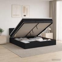 Otmana lova su matracsu ir LED Juoda 140 x 190 cm Audinys