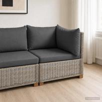 Kampinė Sofa su Pagalvėmis GENDT Natūralus pintas Kubu pilka