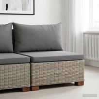 Vidurinė sofa su pagalvėlėmis GENDT Natūralus pintas Kubu pilka