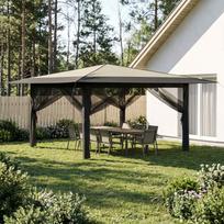Gazebo su 4 šoninėmis sienomis 4 x 4 m Kremo ir antracito