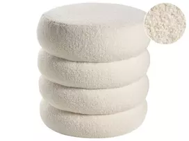 Pufas SUMPTER, baltas, boucle audinys