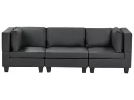 Trijų vietų modulinė sofa UNSTAD juodos spalvos eko oda