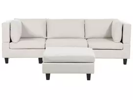 Trijų vietų modulinė sofa UNSTAD, šviesiai smėlio spalvos su otomane