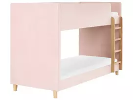 Dviaukštė lova veliūrinė CHOCQUES 90 x 200 cm pastelinės rožinės spalvos
