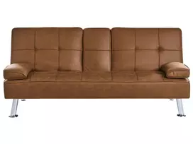 Išskleidžiama 3 vietų sofa ROXEN ekologiška oda, auksinė ruda