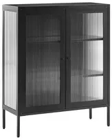 Spintelė su stiklinėmis durelėmis LERRYN Metal 90 cm juoda