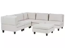5 vietų modulinė kampinė sofa UNSTAD Dešininė Šviesiai smėlio spalvos su otomanu
