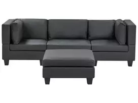 Modulinė sofa 3 asmenims UNSTAD juoda eko-oda