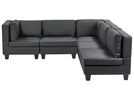 Modulinė kampinė sofa 5 asmenims UNSTAD kairinė, juoda, eko oda