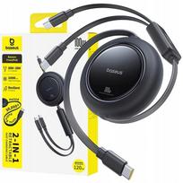 Laidas Baseus Free2Pull Mini, 3 x USB Type-C, 120 cm, juoda sp., 100 W