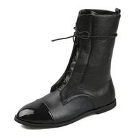 Fashion Large Size Women's Boots New 2024 Mid Length Slim Boots Women's Black Thick Heel Platform Boots  Women Shoes 35