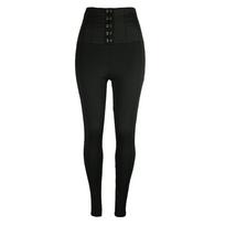 High Waist Metal Buckle Tightening Black Pencil Pants Shapely Butt Lingerie Underwear Women's Fashion Bottom Wear S