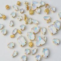 50 Pcs Glass Mocha Protein Sewing Drill Mixed DIY Jewelry Accessories Clothing Accessories Single Claw Drill with Hole Rhinestone Sew on Beads 50 pcs
